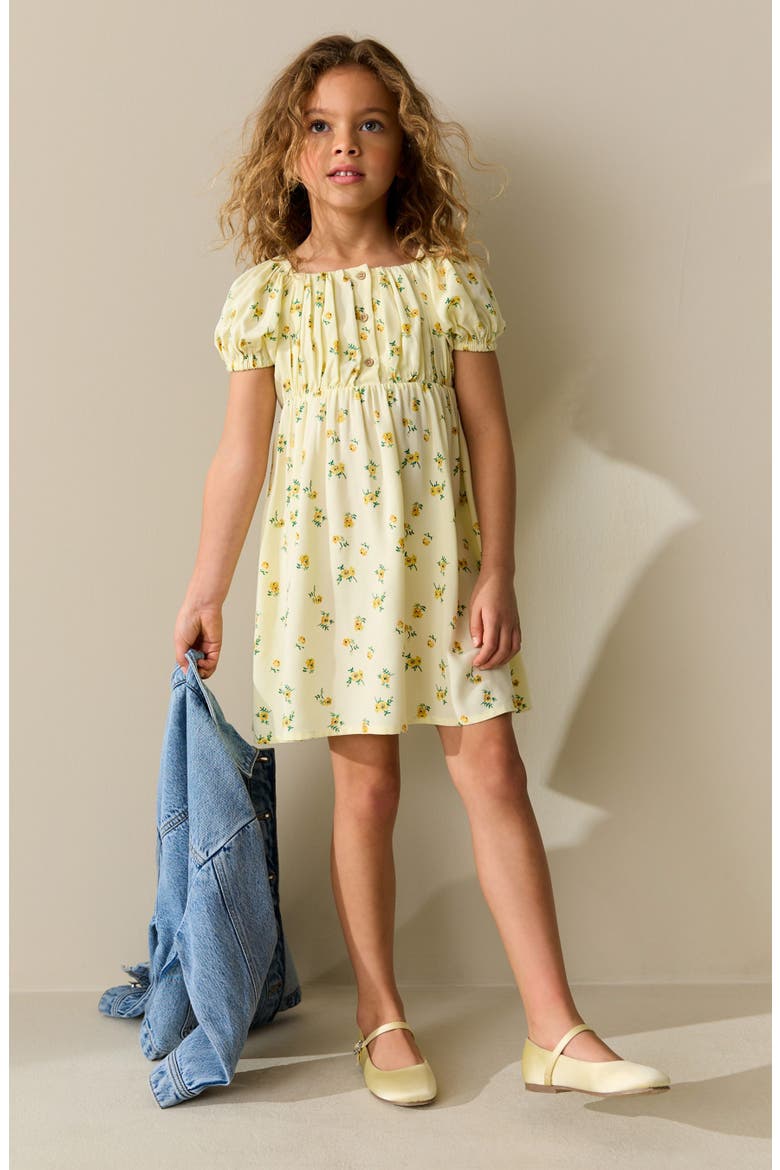 Kids' Floral Puff Sleeve Sundress, Alternate, color, YELLOW