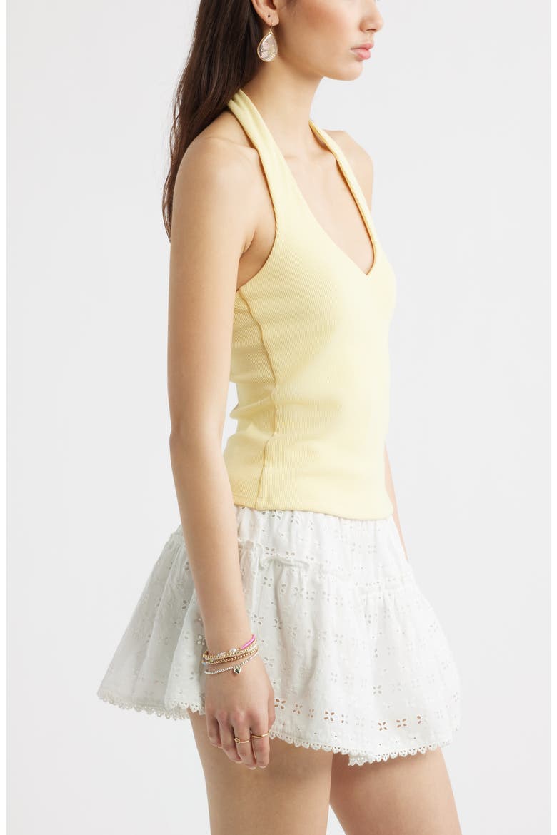 V-Neck Rib Halter Top, Alternate, color, YELLOW BEGONIA