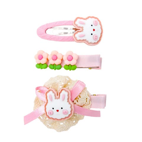 3pc Hair Clip Set - Cookie Bunny Bloom