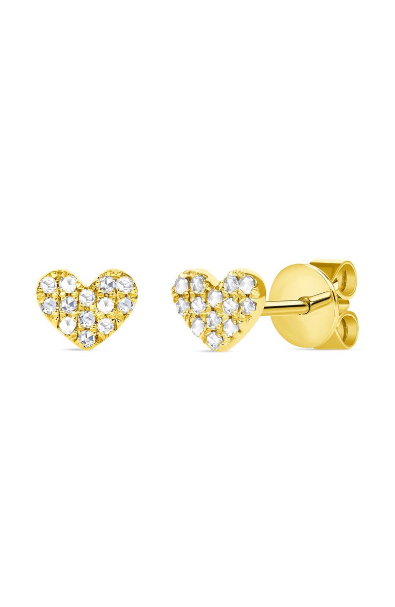 RON HAMI 14K Gold Pavé Diamond Heart Stud Earrings - 0.14 ctw, Main, color,