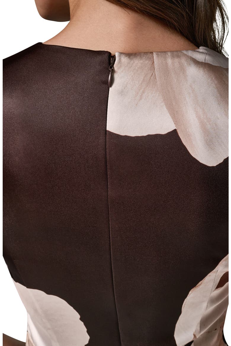 Floral Print Satin Midi Dress, Alternate, color, ESPRESSO MULTI