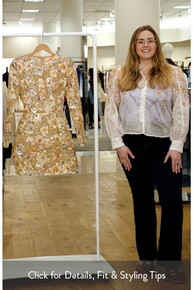 Sienna Beaded Floral Embroidery Long Sleeve Cocktail Minidress video