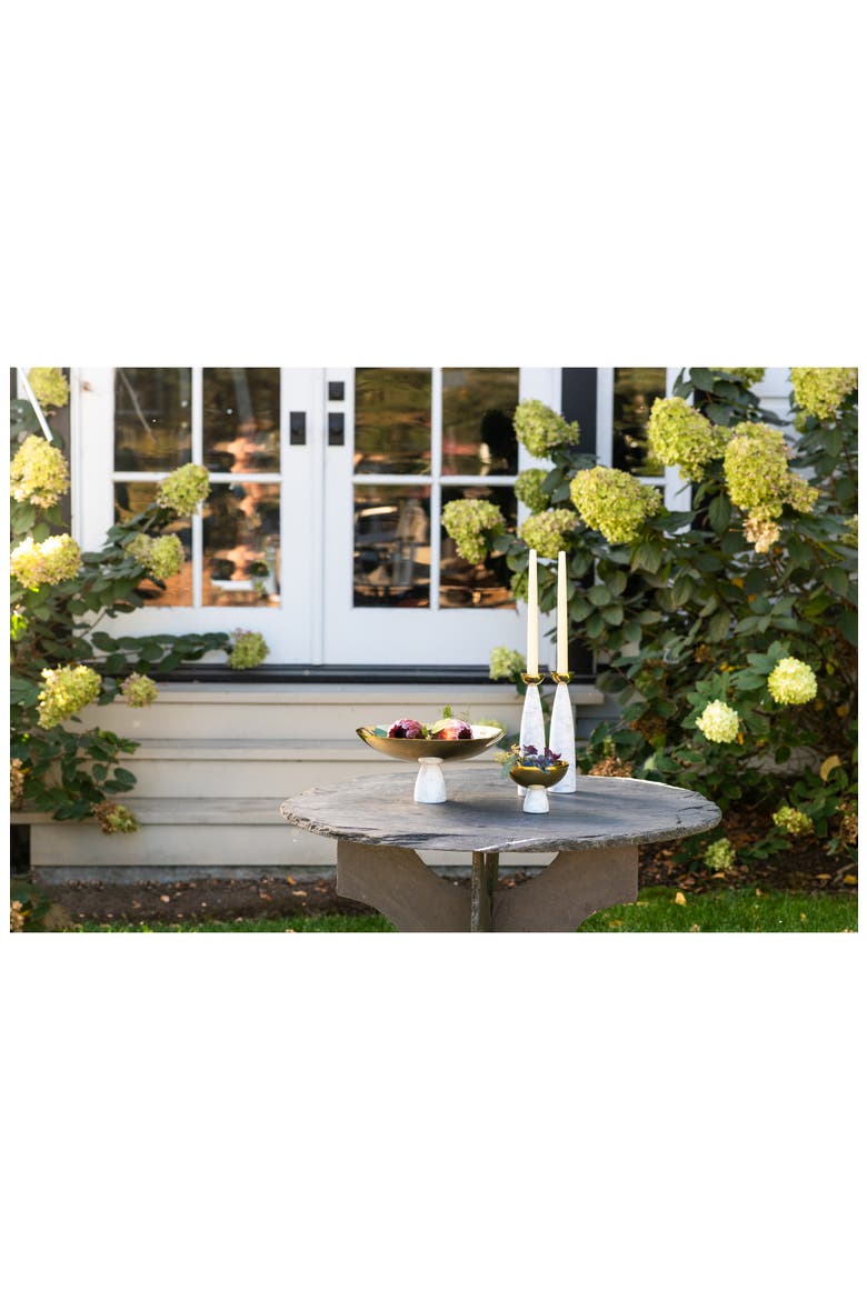 Coluna Set of 2 Marble Candleholders, Alternate, color, CARRARA GOLD