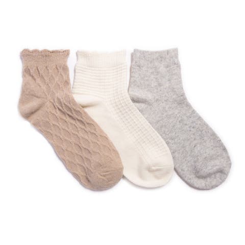 Muk Luks Women's 3 Pair Pack Mini Crew Wool Blend Socks