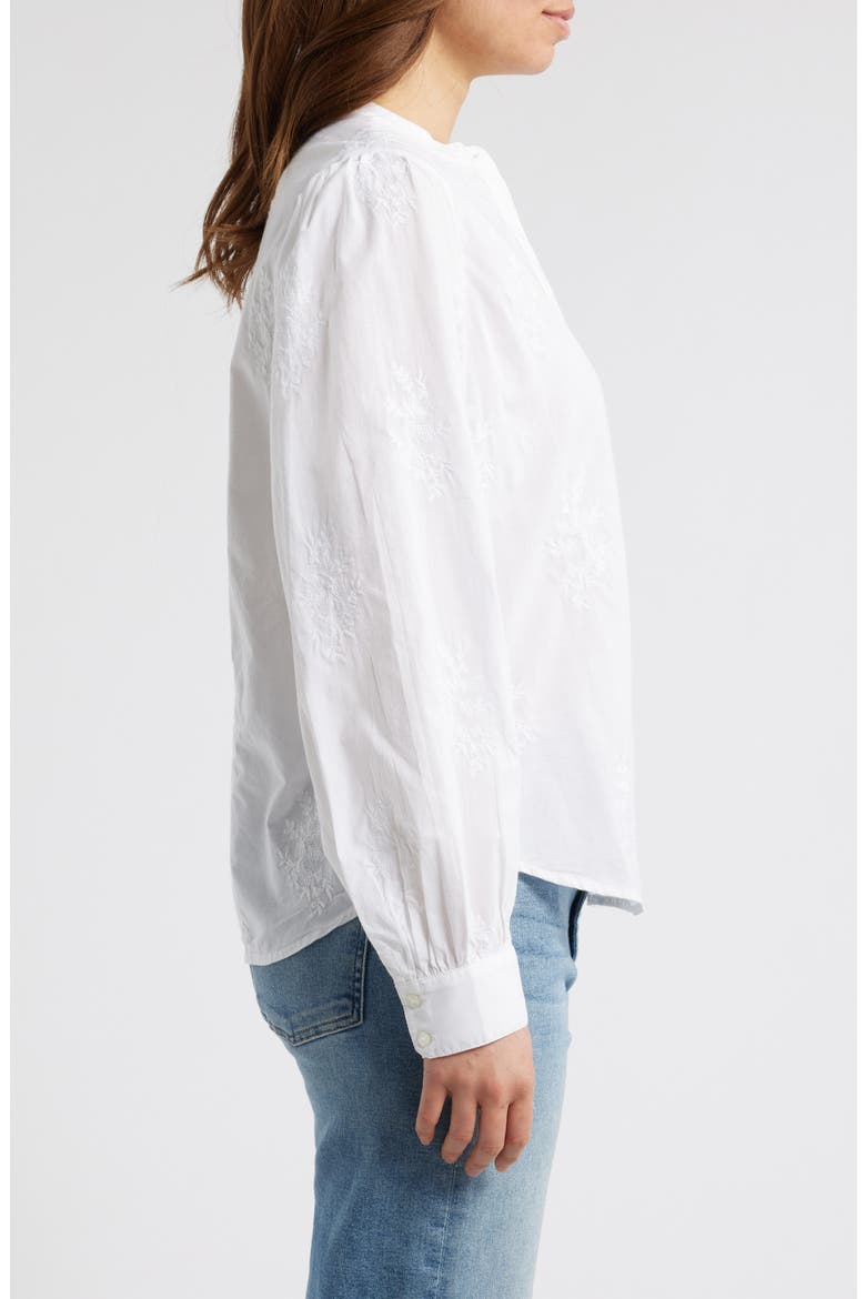 Embroidered Cotton Button-Up Shirt, Alternate, color, WHITE