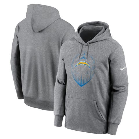Men's Nike Heather Gray Los Angeles Chargers Icon Performance Pullover Hoodie