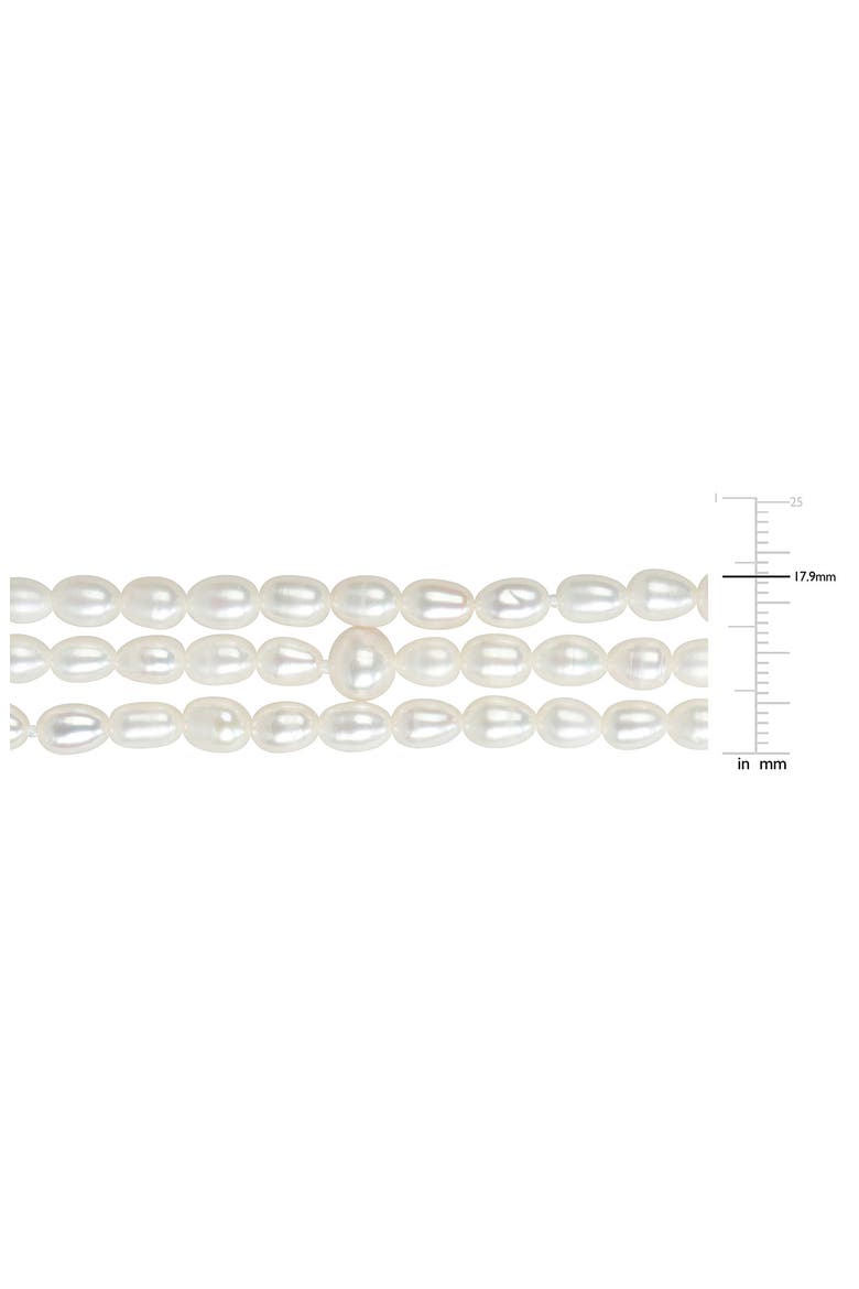 Sterling Silver Cultured Pearl Triple Strand Necklace, Alternate, color, WHITE