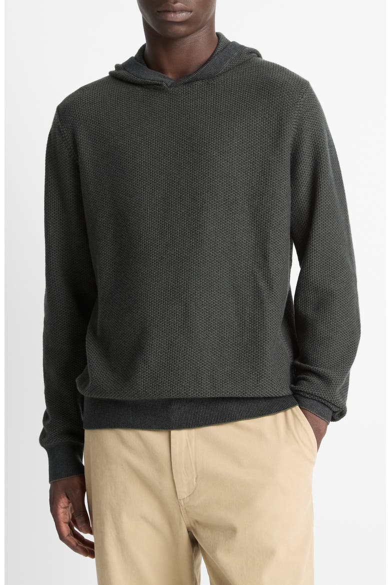 Geometric Jacquard Wool & Cashmere Blend Hoodie, Main, color, DRIVER GREEN/ COASTAL