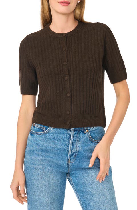 Short Sleeve Rib Cardigan