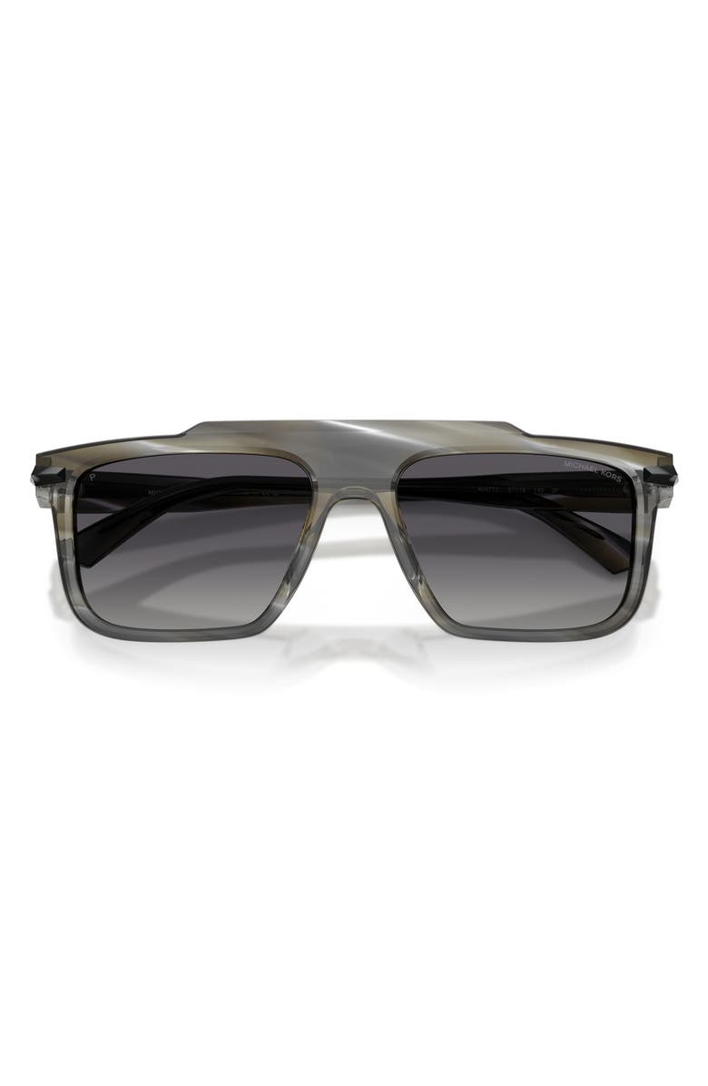 Michael Kors Boston 57mm Polarized Square Sunglasses, Alternate, color, Charcoal Horn / Grey Polar