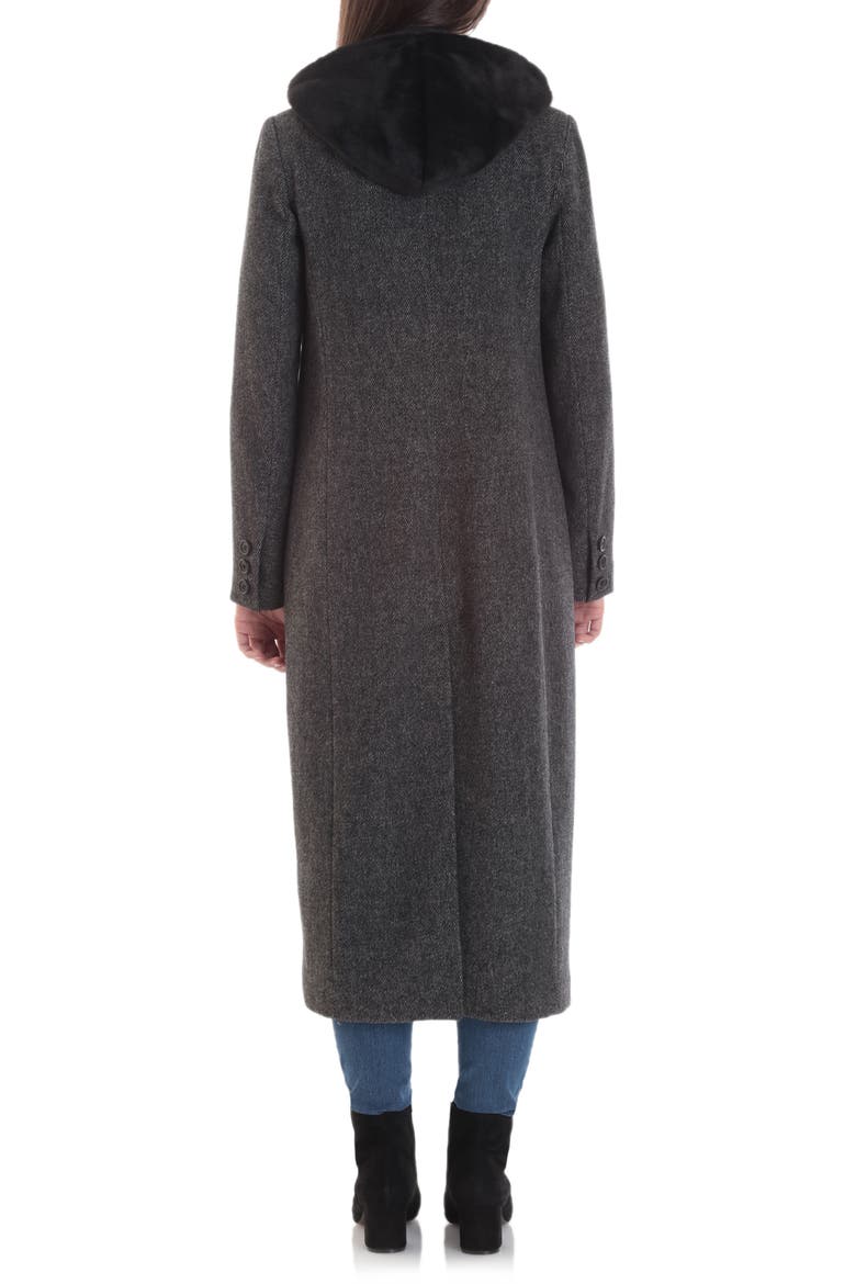 Moto Wool Blend Coat with Removable Hooded Bib, Alternate, color, BLACK/ WHITE OLD