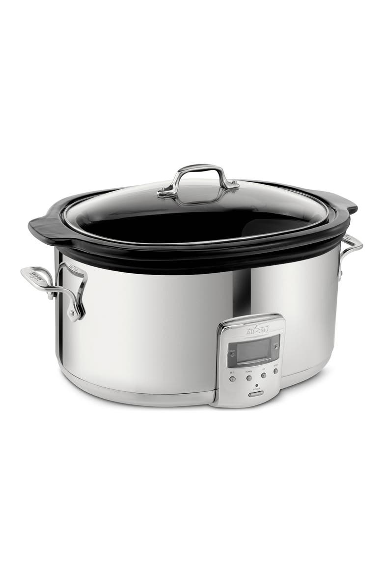 6 1/2-Quart Slow Cooker with Black Ceramic Insert, Alternate, color, STAINLESS STEEL