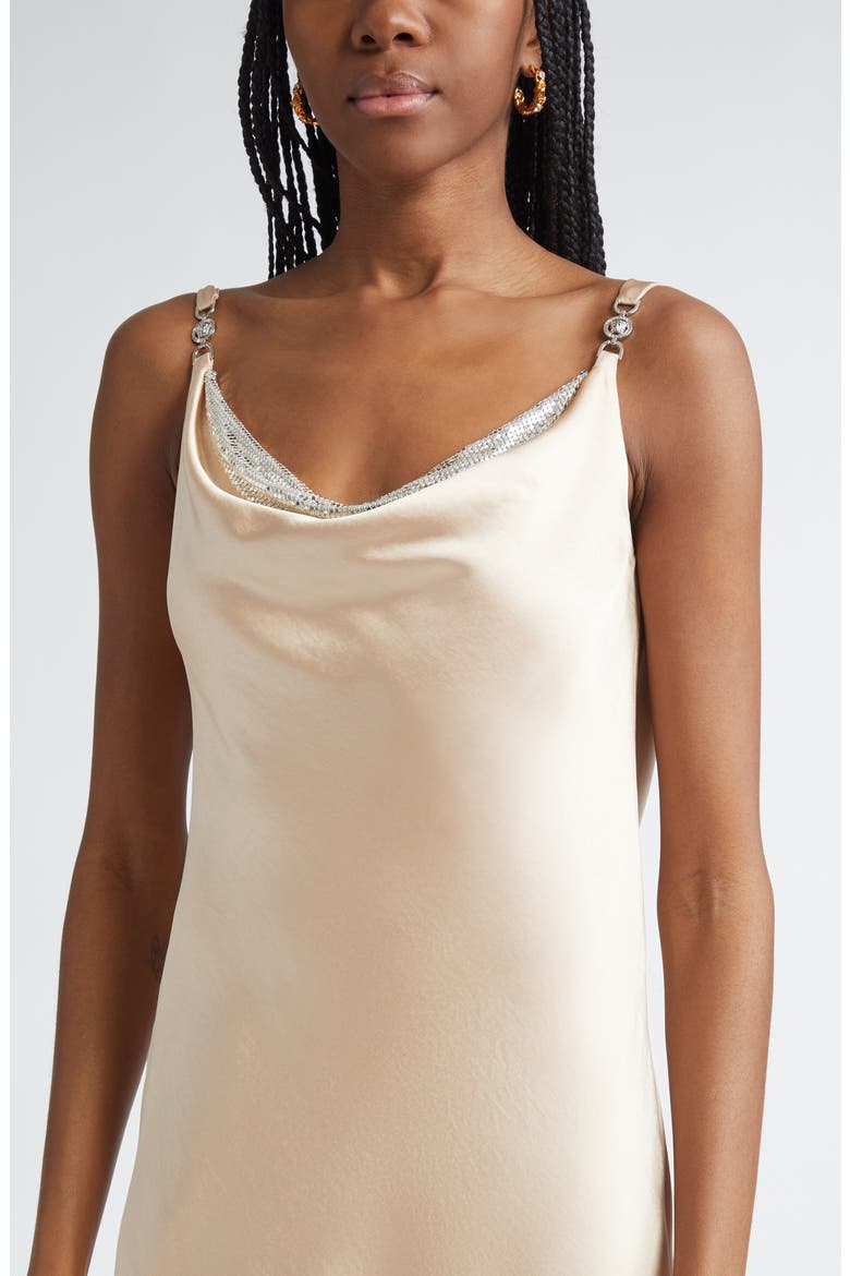Drape Neck Satin Cocktail Dress, Alternate, color, CHAMPAGNE
