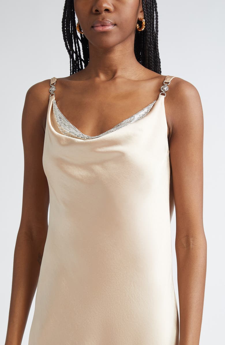 Versace Drape Neck Satin Cocktail Dress, Alternate, color,