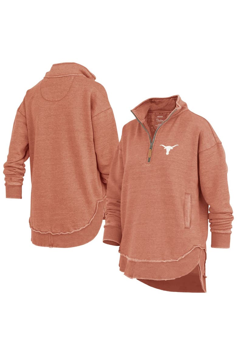 Women's Pressbox Burnt Orange Texas Longhorns Northfork Sojourn Poncho Quarter-Zip Sweatshirt, Main, color, Burnt Orange