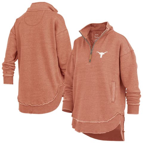 Women's Pressbox Burnt Orange Texas Longhorns Northfork Sojourn Poncho Quarter-Zip Sweatshirt
