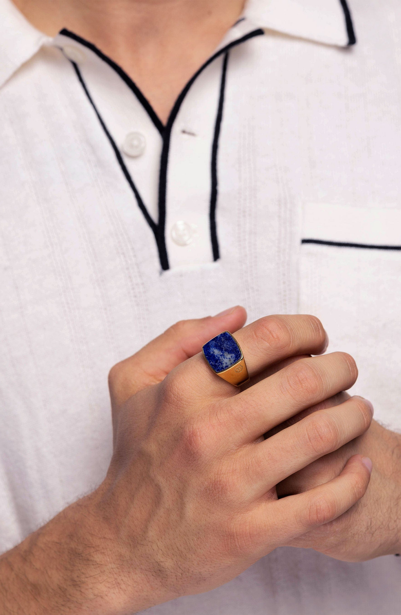 Nialaya Gold Signet Ring, Alternate, color, Gold / Blue Lapis