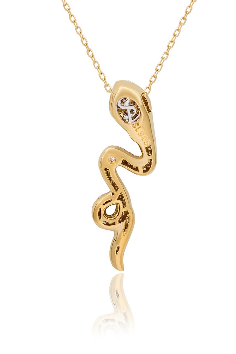Pavé Cubic Zirconia Wild Snake Pendant Necklace, Alternate, color, GOLD/ CUBIC ZIRCONIA