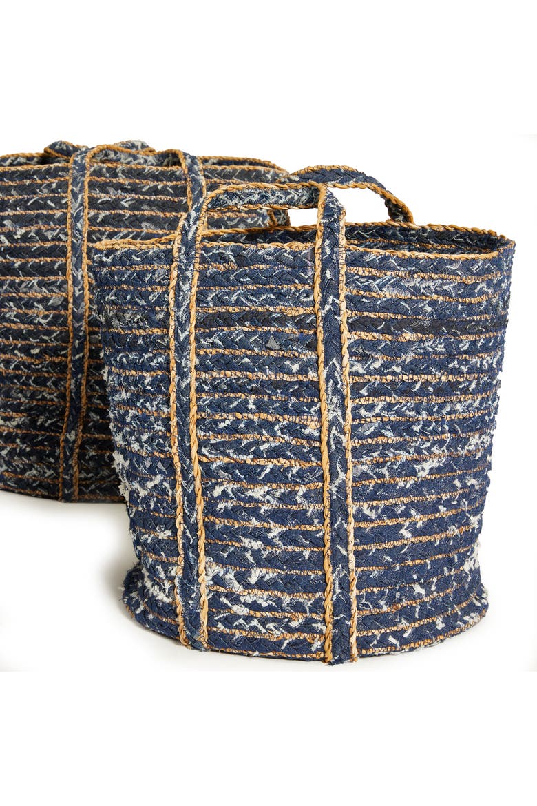 Denim Round Baskets Set of 3, Alternate, color, Blue