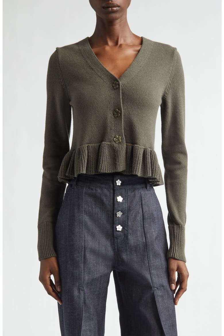 Prisca Cotton & Silk Cardigan, Main, color, OLIVE COTTON SILK BLEND