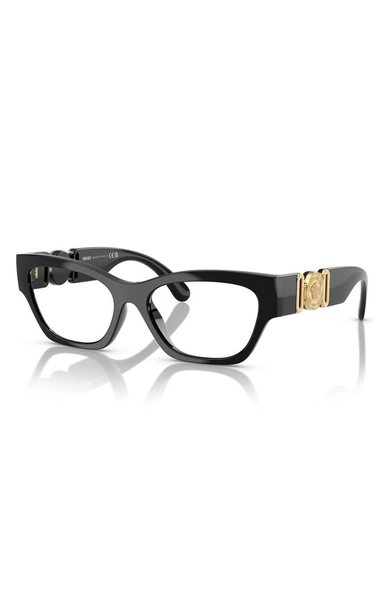 Versace 54mm Cat Eye Optical Glasses, Alternate, color, Black