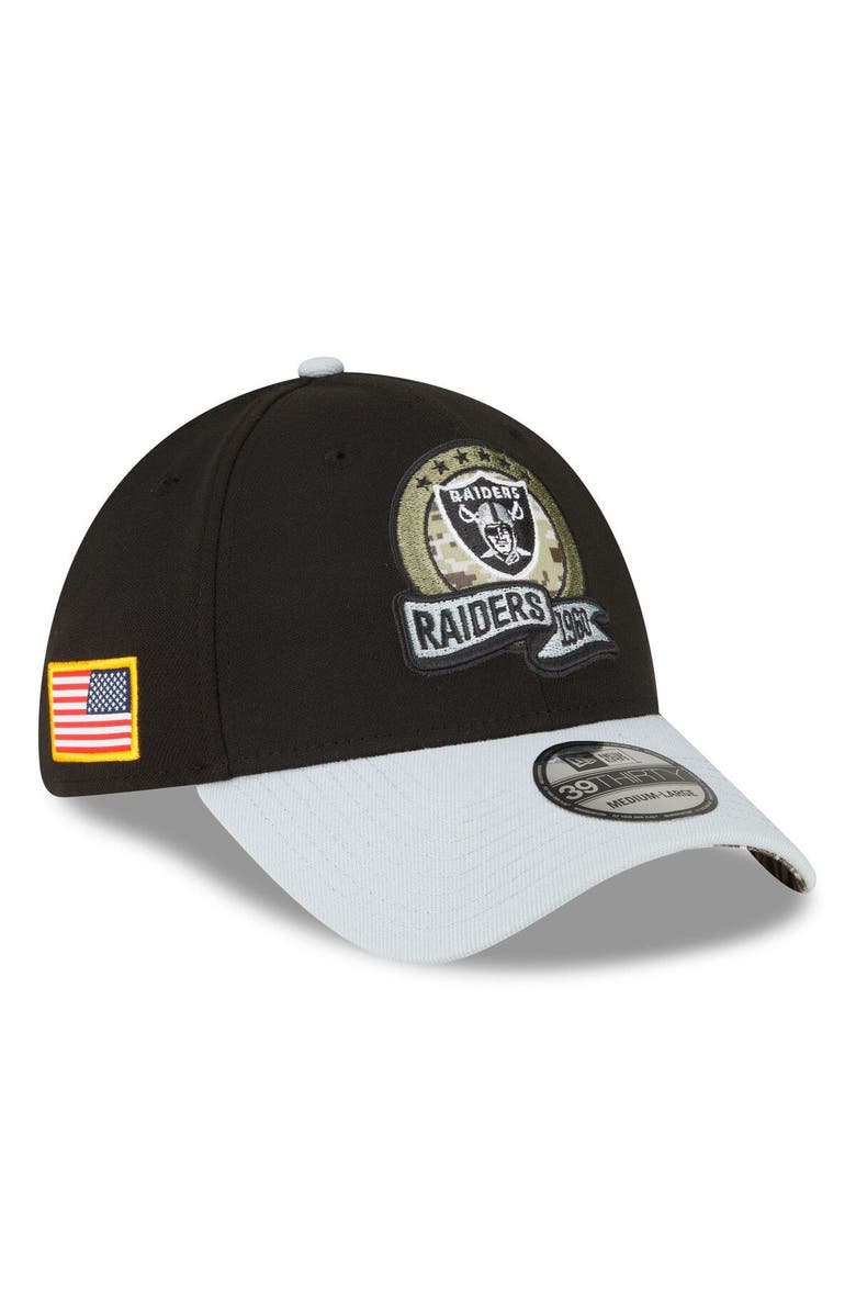 New Era Men's New Era Black Las Vegas Raiders 2022 Salute To Service 39THIRTY Flex Hat, Main, color, 