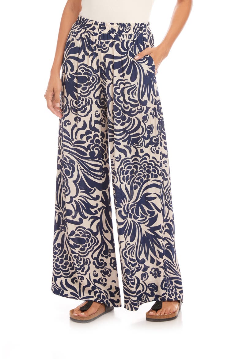 Paisley Print Wide Leg Pants, Main, color, BLUE PRINT