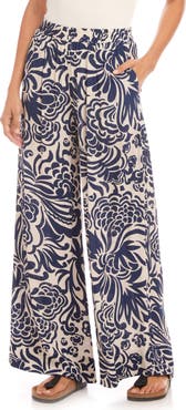 Karen Kane Paisley Print Wide Leg Pants