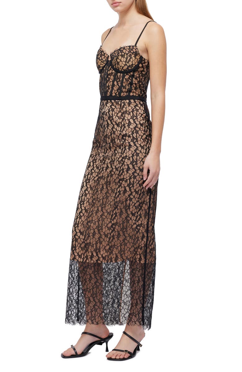 Simkhai Ruched Lace Bustier Cocktail Dress, Alternate, color, Black