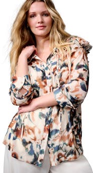 June + Vie Ruffle Button-Down Blouse