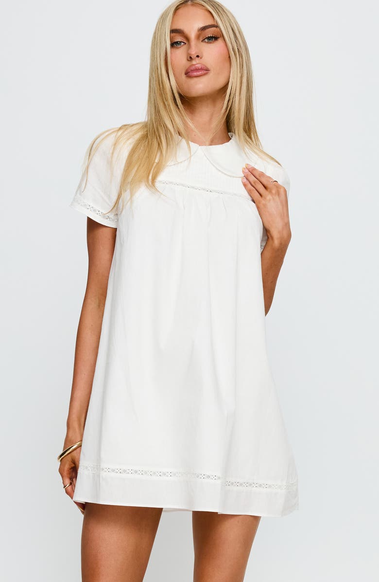 Princess Polly Bethanne Lace Detail Cotton Babydoll Minidress, Alternate, color, 