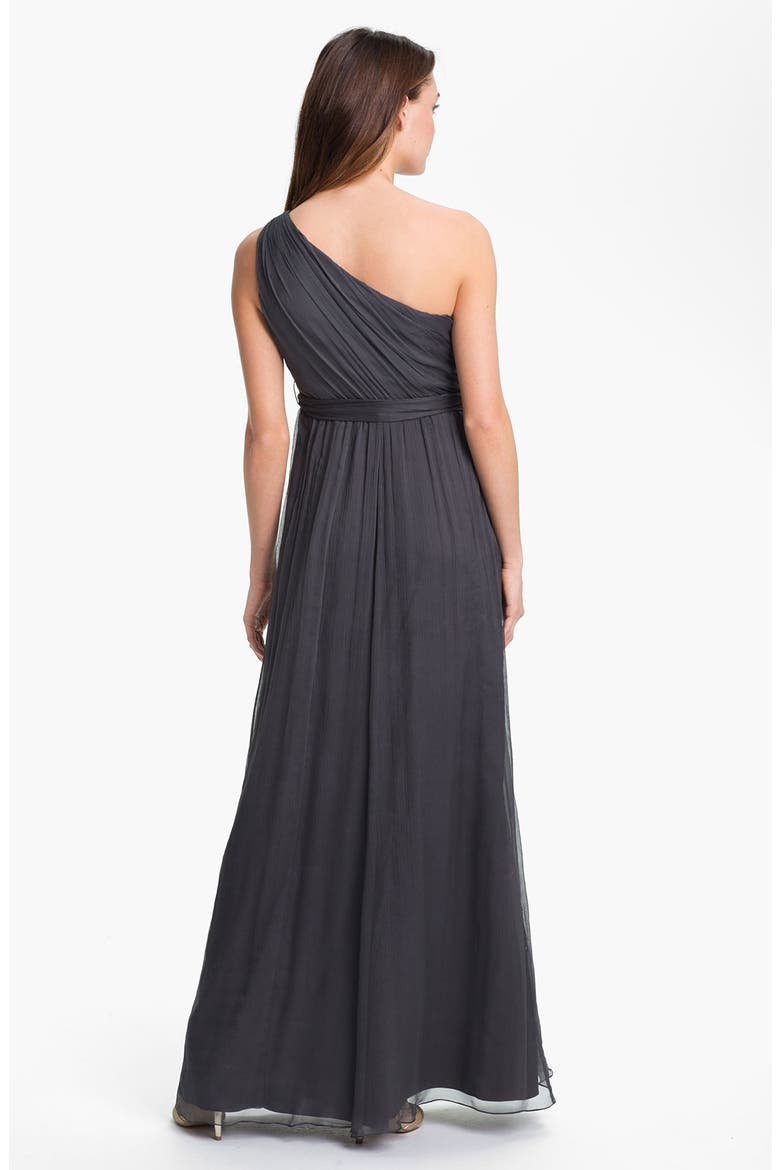One Shoulder Chiffon Gown, Alternate, color, CHARCOAL