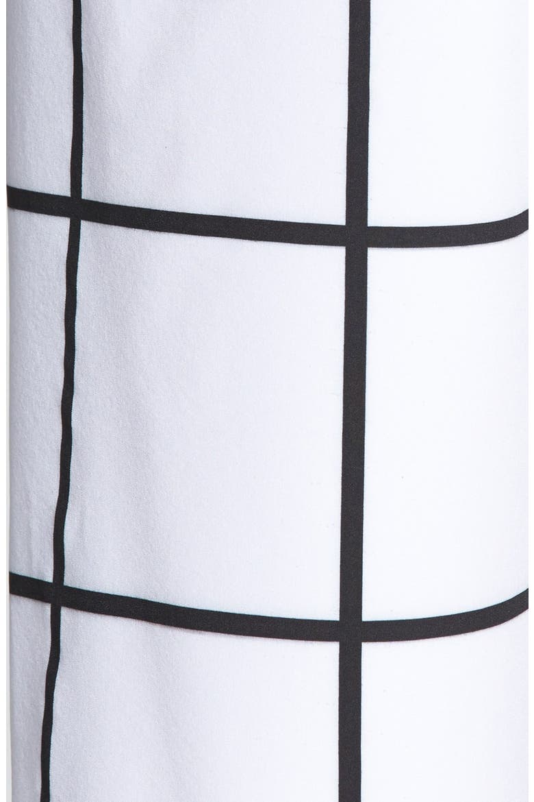 Grid Pattern Wrap Detail Crop Pants, Alternate, color, WHITE/ BLACK
