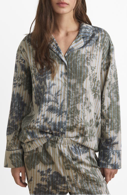 Mango Blurred Print Cotton Pajama Top In Green