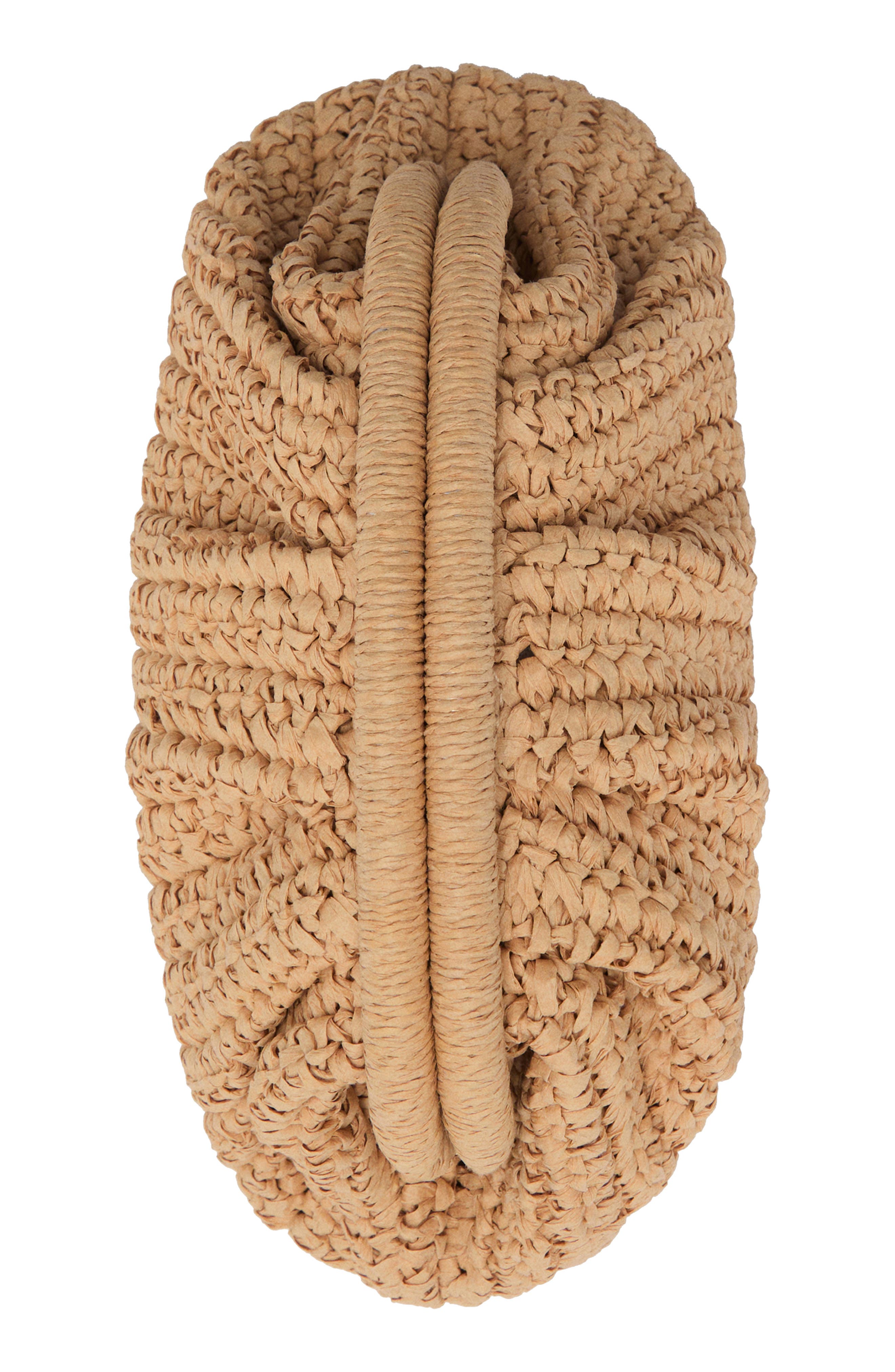 MANGO Natural Fiber Clutch Bag with Removable Chain Strap, Alternate, color, Beige