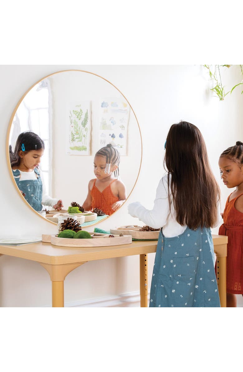 Kaplan Early Learning Company Circular Wall Mounted Mirror, Alternate, color, Brown