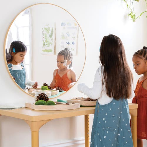 Kaplan Early Learning Company Circular Wall Mounted Mirror In Brown