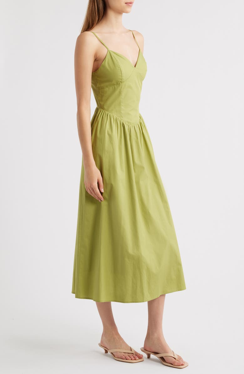 MOON RIVER V-Neck Drop Waist Cotton Midi Sundress, Alternate, color, 