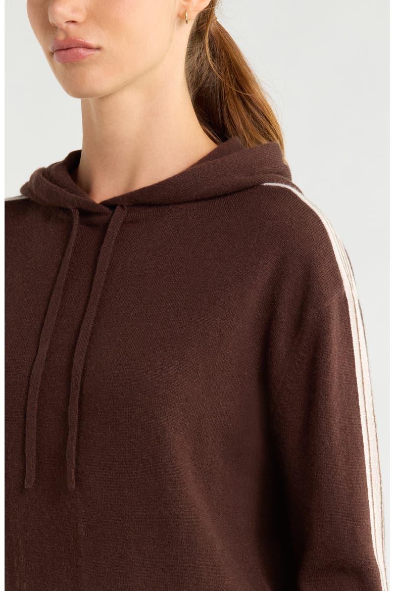 Wool & Cashmere Stripe Hoodie, Alternate, color, BROWN MOLE