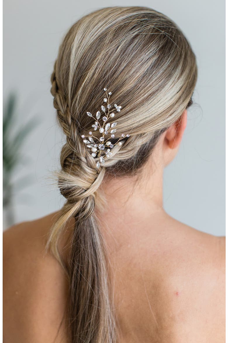 Sabra Freshwater Pearl & Crystal Hair Pin (Nordstrom Exclusive), Alternate, color, GOLD