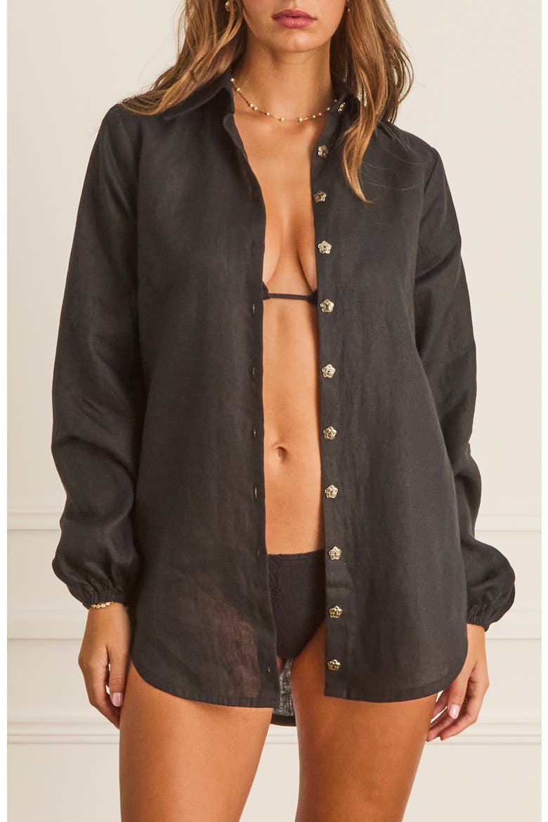 Relaxed Fit Odilia Beach Shirt, Main, color, Black