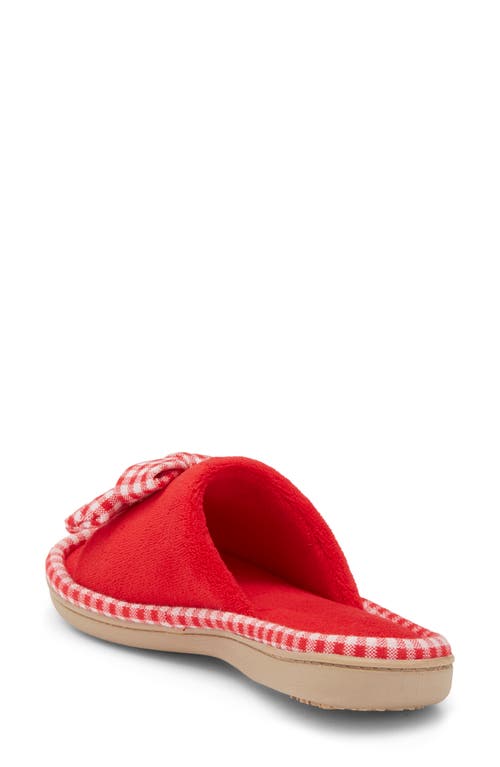 Isotoner Microterry Bow Slide Slipper In Red