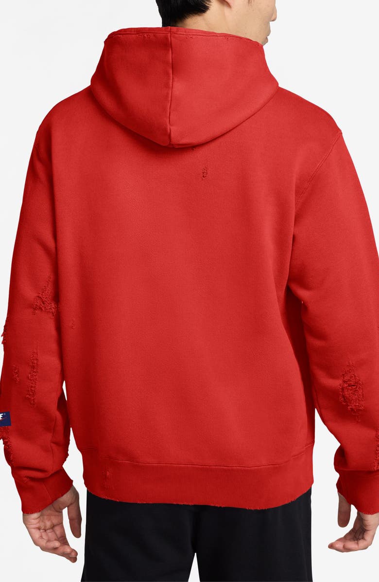 Jordan Rare Air Oversize Distressed Pullover Hoodie, Alternate, color, Chile Red
