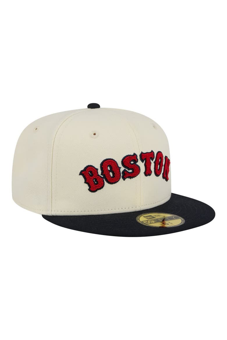 Men's New Era  Cream Boston Red Sox Two-Tone Stitch 59FIFTY Fitted Hat, Alternate, color, Cream