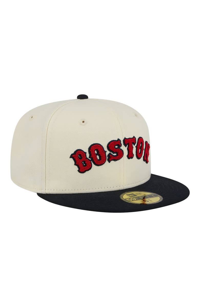 New Era Men's New Era Cream Boston Red Sox Two-Tone Stitch 59FIFTY Fitted Hat, Alternate, color, Cream