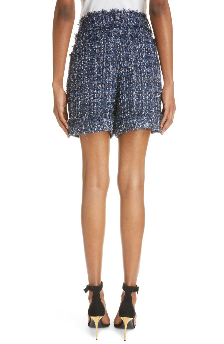 Balmain Pleated Tweed Shorts, Alternate, color,