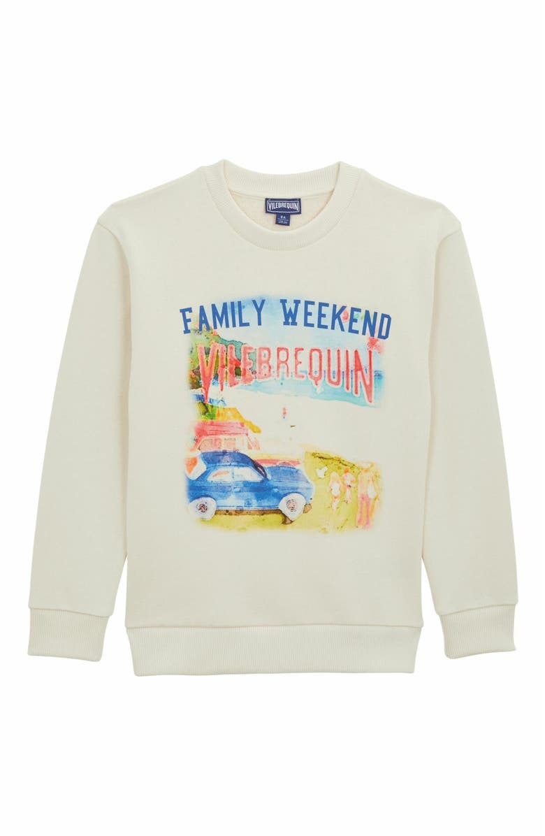 Vilebrequin Kids' Family Weekend Crewneck Sweatshirt, Main, color, Off White