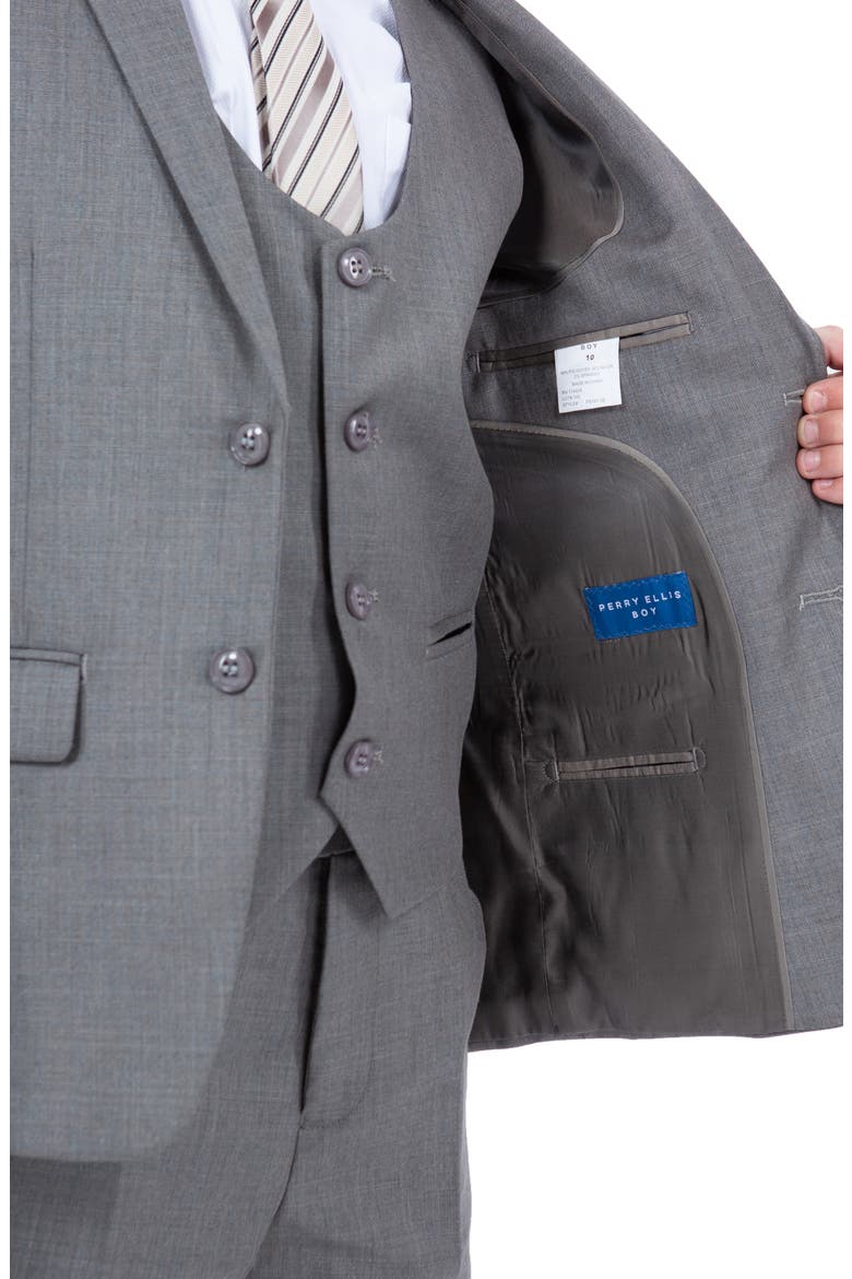 Kids' Earth Tan Five-Piece Sharkskin Suit, Alternate, color, Grey Slate