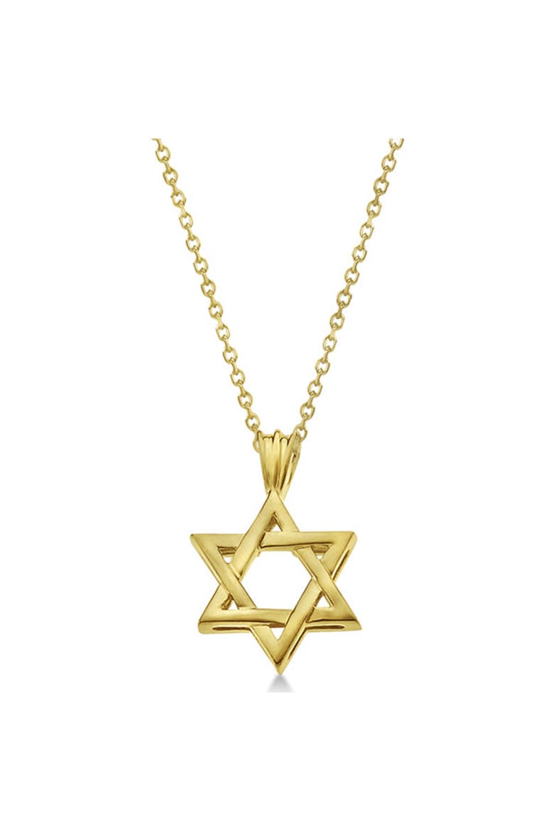 Classic Jewish Star of David Pendant Necklace Solid 14k, Alternate, color, yellow gold