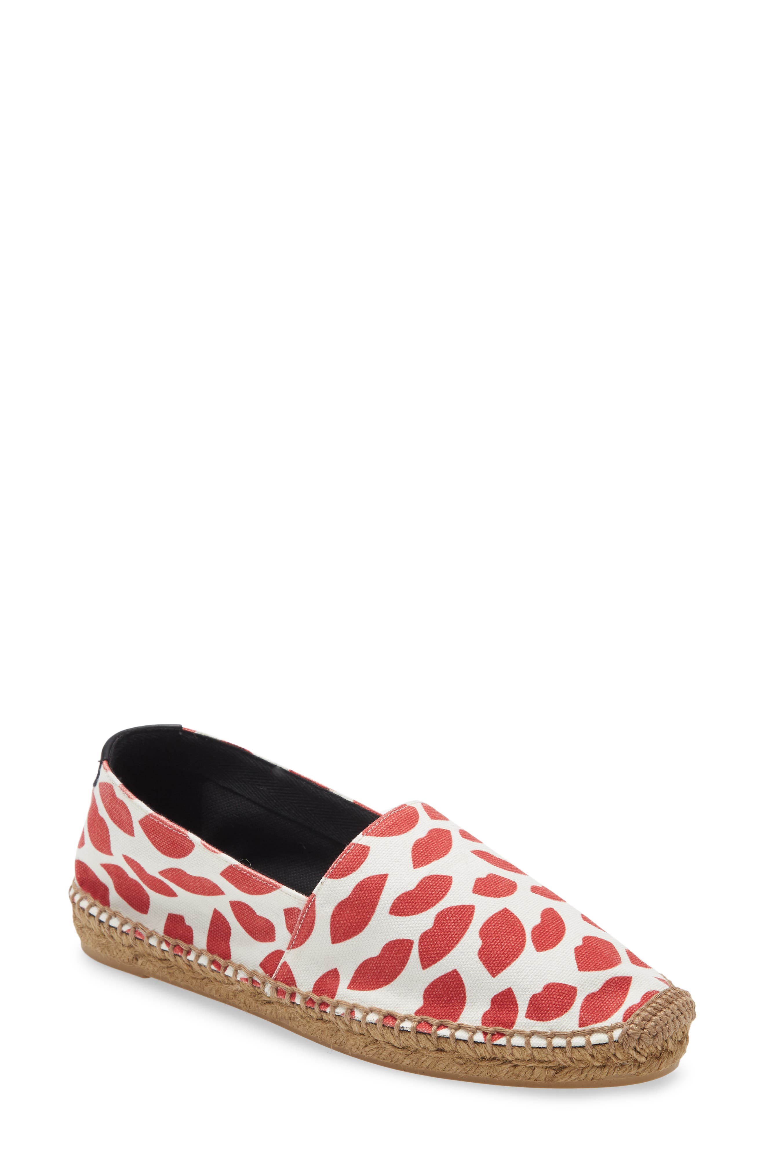 Saint Laurent Lip Print Espadrille Flat, Main, color, 